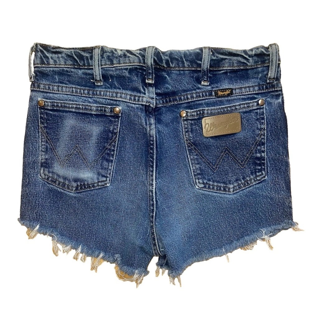 Vintage Wrangler Cut Off Distressed Jean Shorts L Waist Festival Cowgirl Western